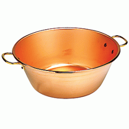 Миска 2 ручки; медь; D=38, H=12.6см; медный