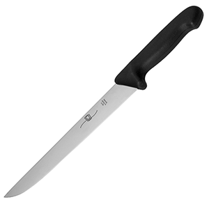 Нож для мяса; сталь нержавеющая , пластик; L=24см; красный, металлический 