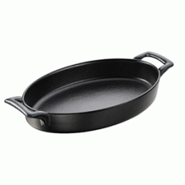 Блюдо овальное  с ручками; керамика; , H=40, L=240, B=155мм; черный