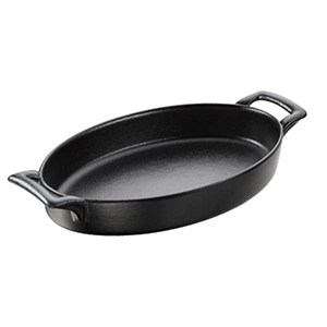 Блюдо овальное  с ручками; керамика; , H=40, L=240, B=155мм; черный