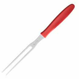 Вилка сервировочная; сталь, пластик; L=130/130мм; металлический , красный