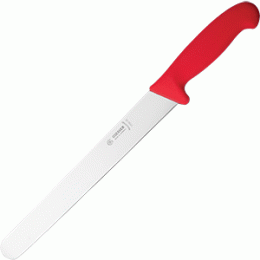 Нож для тонкой нарезки; сталь нержавеющая , пластик; L=38/24, B=3см; красный, металлический 