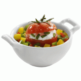 Миска «Бель Кузин»; фарфор; 70мл; D=70, H=30, L=95мм; белый