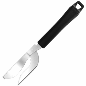 Нож для чистки и разделки рыбы; сталь, пластик; , L=220/105, B=35мм; черный, металлический 