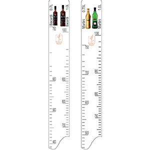 Линейка «Мартини0. 75, 1л Бакарди0. 75, 1л»; пластик; L=28, B=2см; белый