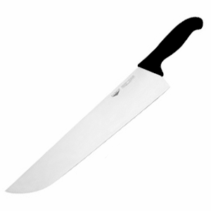 Нож поварской; сталь, пластик; , L=360/495, B=70мм; черный, металлический 
