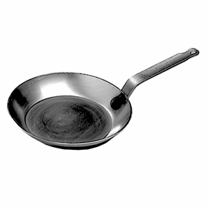Сковорода; черн.сталь; D=26, H=4, L=48см; серый