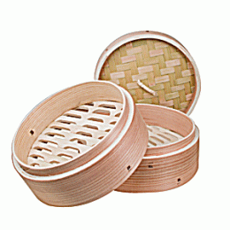 Паровое лукошко димсам (бамбуковая пароварка Dim Sum); дерево; D=18, H=13, 5см; бежевый 