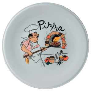 Блюдо для пиццы с рисунком «Барилла»; фарфор; D=31, H=2см; белый, роспись