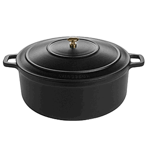 Кастрюля с крышкой ; чугун; 3.8л; D=24, H=17, L=34см; черный