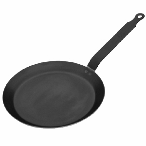 Сковорода; голубой сталь; D=22, H=2.5, L=41.5см; серый