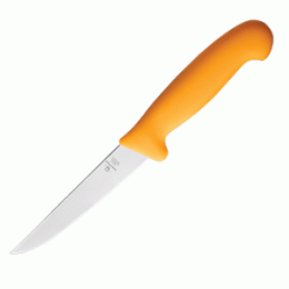 Нож для обвалки мяса; сталь нержавеющая , пластик; L=280/150, B=24мм; желтый , металлический 