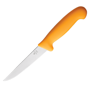 Нож для обвалки мяса; сталь нержавеющая , пластик; L=280/150, B=24мм; желтый , металлический 