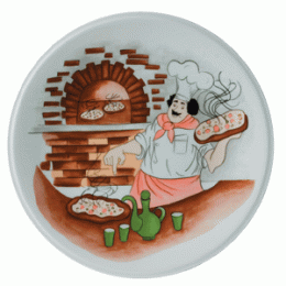 Блюдо для пиццы с рисунком «Барилла»; фарфор; D=27, H=2см; белый, роспись