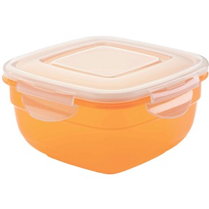 Контейнер для пищевых  продуктов с крышкой; полипропилен ; 0, 6л; прозрачный , оранжевый 