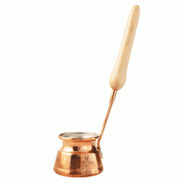 Турка однопорционная; медь; 80мл; D=5/6, H=4, L=17см; золотой