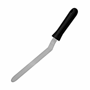Лопатка кухонная с изгибом; пластик, сталь нержавеющая ; L=44/13, B=4.5см; черный, металлический 