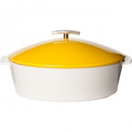 Утятница с крышкой; керамика; 4, 2л; , H=16, L=32, 5, B=26, 5см; желтый 