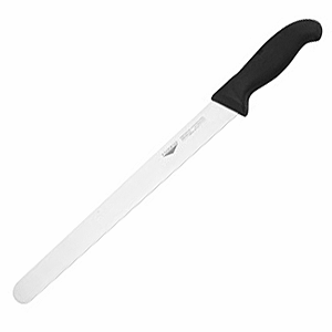 Нож для тонкой нарезки; сталь нержавеющая , пластик; L=43/30, B=3см; черный, металлический 