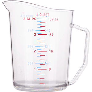 Кружка мерная; поликарбонат; 1л; D=13, H=16, L=17см; прозрачный 