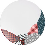 Тарелка мелкая «Фрагмент Кармин»; фарфор; D=21, 5см; белый, красный