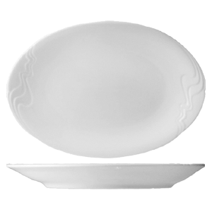 Блюдо овальное «Мелодия»; фарфор; H=35, L=320, B=280мм; белый