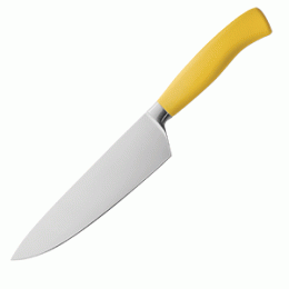 Нож поварской; сталь, пластик; , L=350/210, B=45мм; желтый , металлический 
