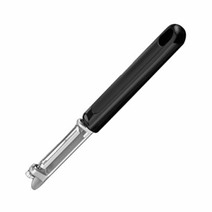 Нож для чистки овощей и фруктов; сталь, пластик; L=19, B=7.5см; черный, металлический 