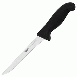 Нож для обвалки мяса; сталь, пластик; L=260/145, B=20мм; черный, металлический 