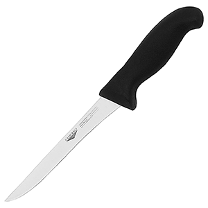 Нож для обвалки мяса; сталь, пластик; L=260/145, B=20мм; черный, металлический 