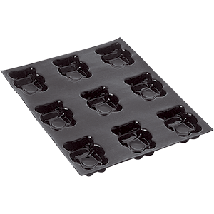 Форма кондитерская  «Мишка» [9шт]; силикон, стеклопластик ; H=2, L=9, B=5.5см