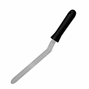Лопатка кухонная с изгибом; пластик, сталь нержавеющая ; L=34/13, B=3.5см; металлический , черный