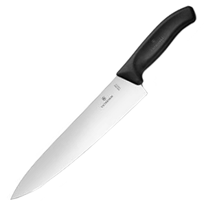 Нож поварской; сталь нержавеющая , полипропилен ; L=38.6/25.5, B=5.3см; черный, металлический 
