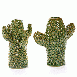 Кактус декоративный мини; керамика; , H=12см; зеленый 