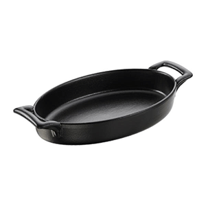 Блюдо овальное  с ручками; керамика; H=35, L=200, B=125мм; черный