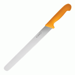 Нож для тонкой нарезки; сталь нержавеющая , пластик; L=44/30, B=3см; желтый , металлический 