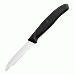 Нож для чистки овощей; сталь нержавеющая ; L=19/8.3, B=1.4см; черный, металлический 