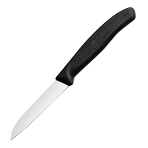 Нож для чистки овощей; сталь нержавеющая ; L=19/8.3, B=1.4см; черный, металлический 