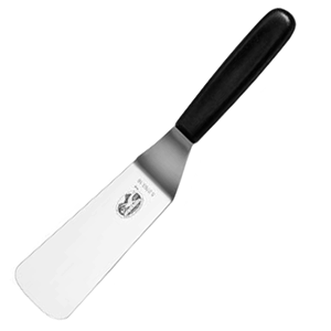 Лопатка кухонная с черной ручкой; сталь нержавеющая ; L=27/11.5, B=5см; металлический , черный