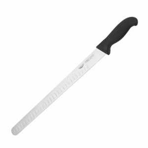 Нож для тонкой нарезки; сталь нержавеющая , пластик; , L=49/36, B=3см; черный, металлический 