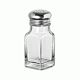 Солонка; стекло, сталь нержавеющая ; 70мл; D=50, H=100, L=37, B=37мм; прозрачный , металлический 