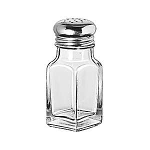 Солонка; стекло, сталь нержавеющая ; 70мл; D=50, H=100, L=37, B=37мм; прозрачный , металлический 