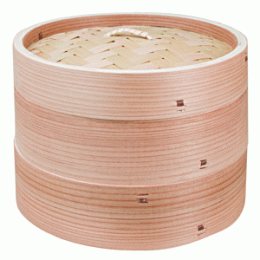 Паровое лукошко димсам (бамбуковая пароварка Dim Sum); дерево; D=30, H=17см; бежевый 