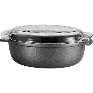 Утятница овальная с крышкой ; алюм.литой, стекло; 4л; L=36, B=24см; черный