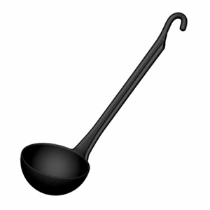 Половник; пластик; 250мл; D=105, H=50, L=360мм; черный