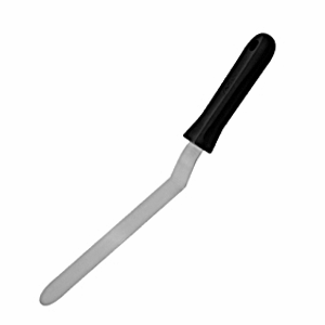 Лопатка кухонная с изгибом; пластик, сталь нержавеющая ; L=39/13, B=4см; черный, металлический 