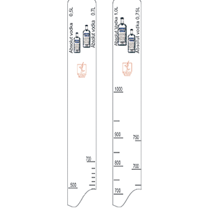 Линейка «Абсолют 0. 5, 0. 7, 0. 75, 1л»; пластик; L=28, B=2см; белый