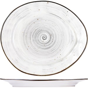 Тарелка мелкая «Пастораль»; фарфор; H=27, L=270, B=230мм; серый