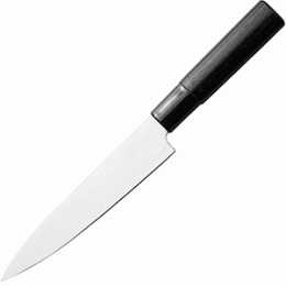 Нож кухонный универсальный; сталь нержавеющая , дерево; L=26.5/15, B=2.8см; металлический , черный