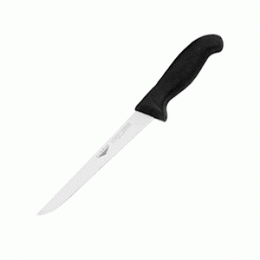 Нож для обвалки мяса; сталь, пластик; L=35/17, B=4см; черный, металлический 